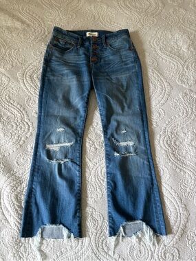 Madewell Cali Demi-Boot Distressed Mid-Blue Cropped Jeans
